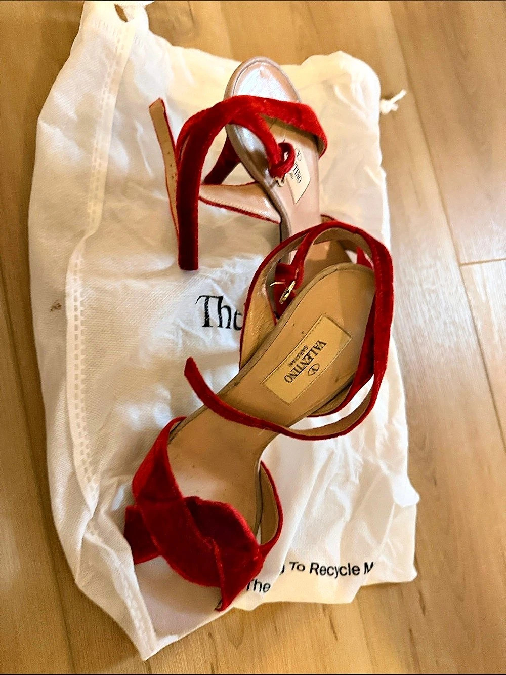 Valentino So Nude Red Velour Heels Size US 6